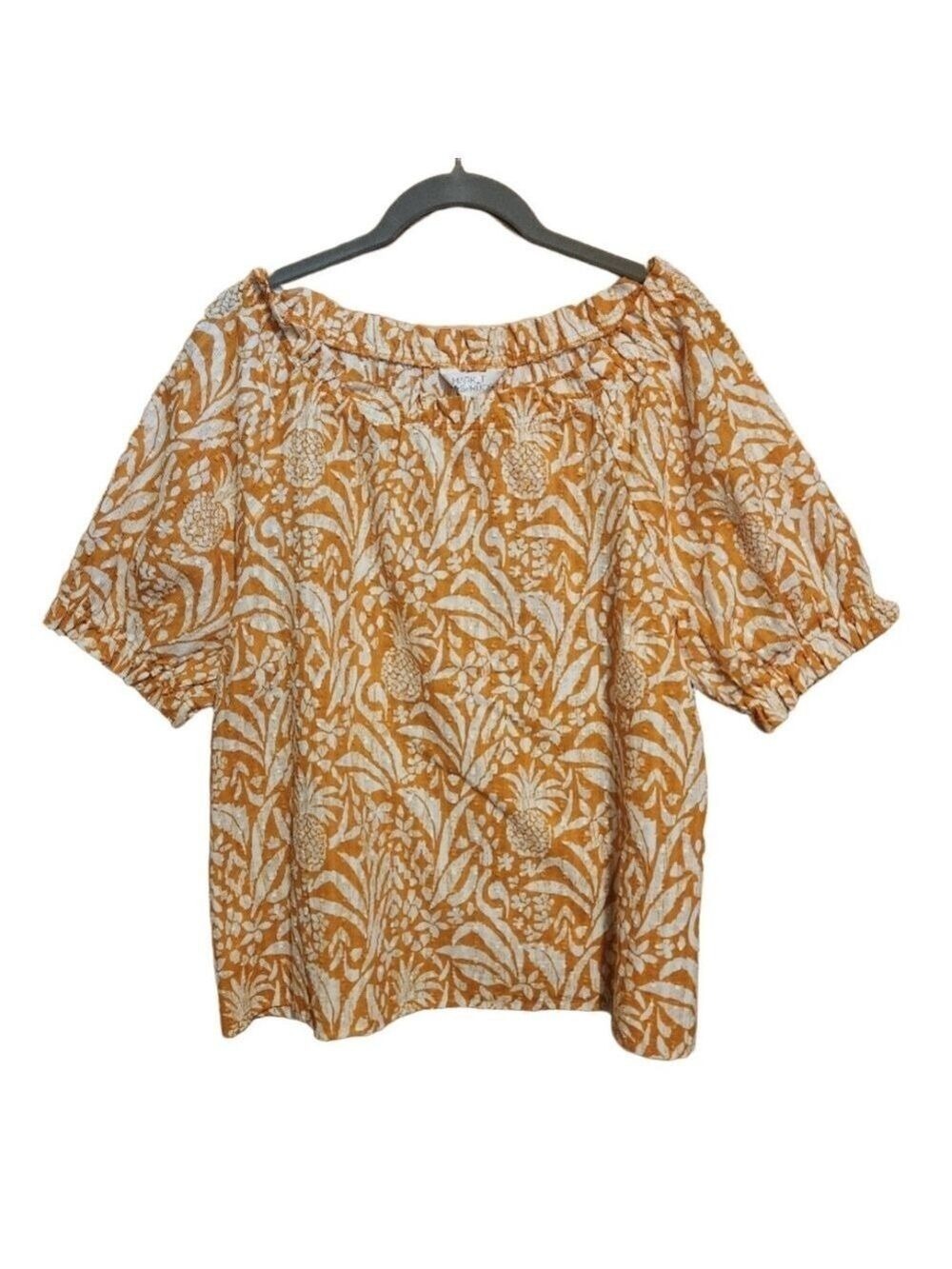 MARKET & SPRUCE "LIVE UP" PINEAPPLE SHIRT TOP SHORT SLEEVE SIZE LARGE